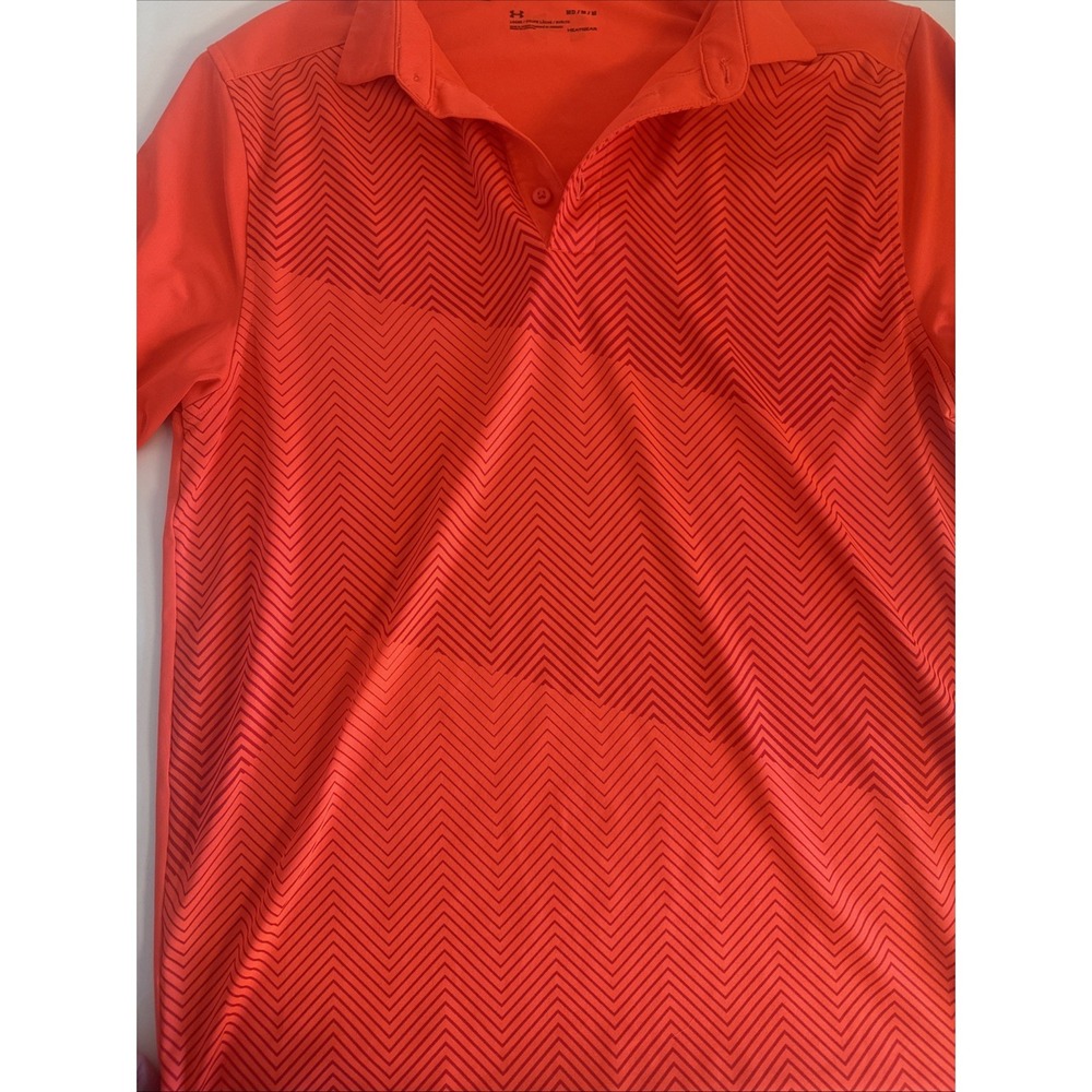 Under Armour Polo‎ Shirt Mens M Orange Multicolor Short Sleeve Collared Pullover - Picture 4 of 5